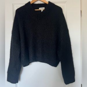 COS:// V neck mohair wool blend sweater, black, large